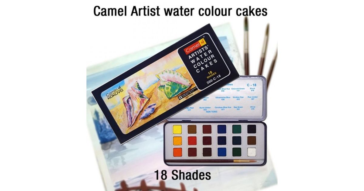 Camlin watercolor Artist cakes 18 colors sandhai.ae