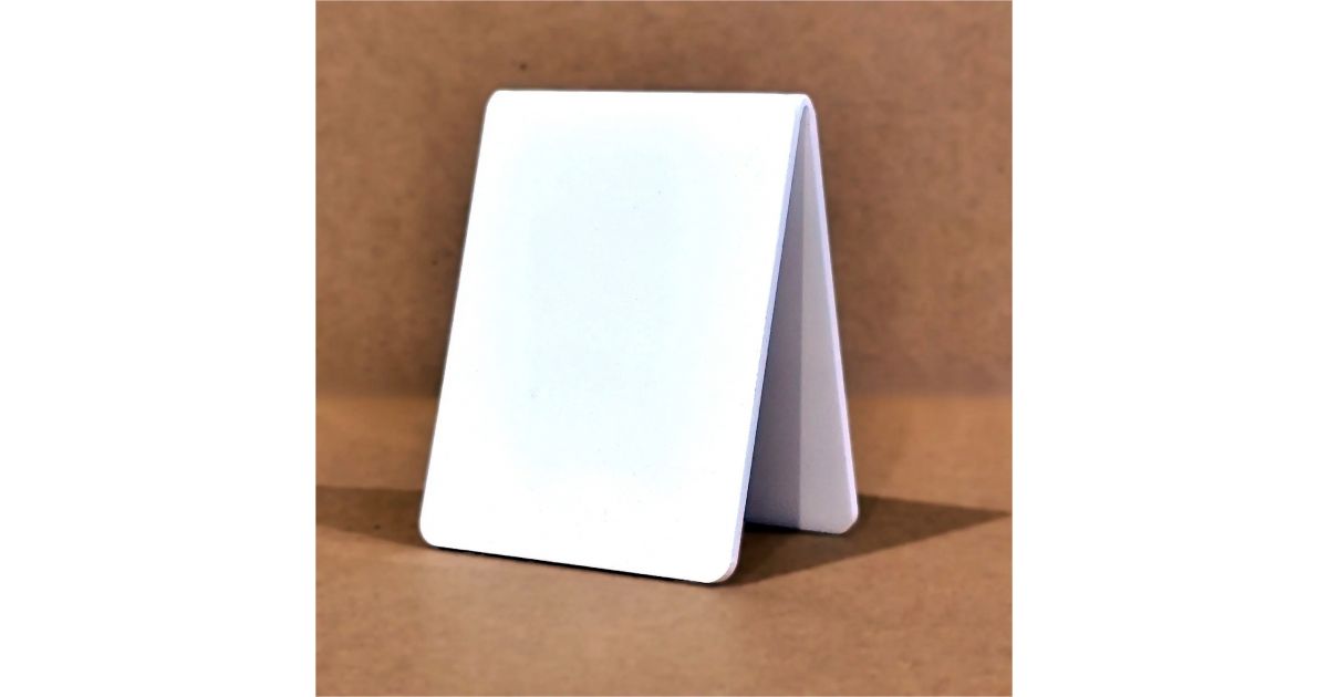 White QR code Stand 9 x 7 cm | Tabletop QR Menu & Payment Stand