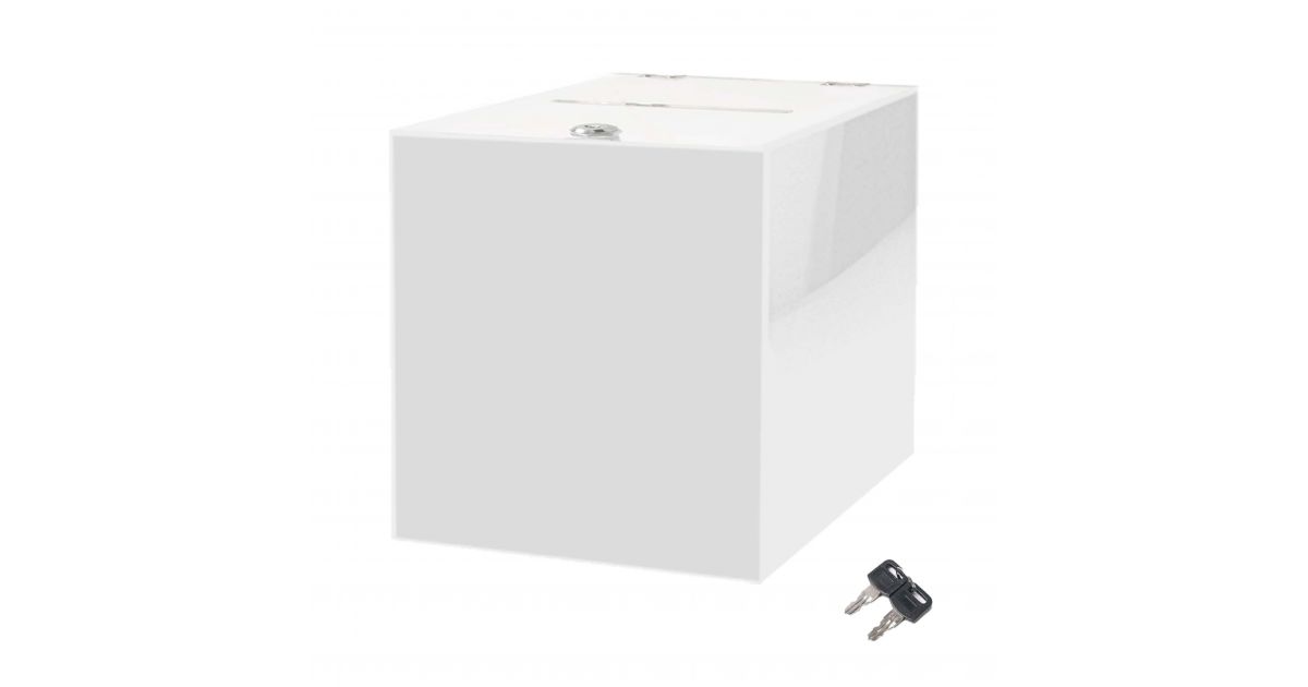 White Acrylic Ballot Box with Lock 50 cm | Secure Donation & Suggestion ...