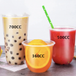 24oz Sealable U-Shape PP Clear Cups 700ml (90mm), 1000 pcs Bulk Box