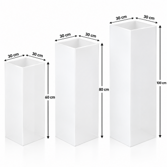 White Acrylic 3-Step Pedestal Display Set with Measurement