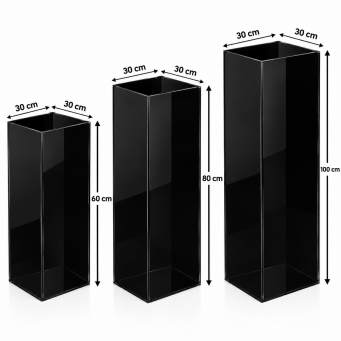 Black Acrylic 3-Step Pedestal Display Set with Measurement