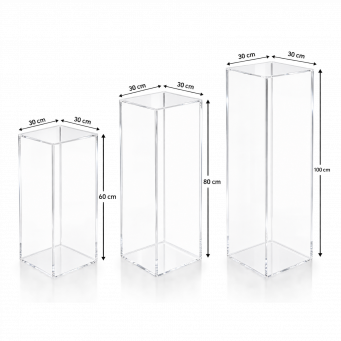 Clear Acrylic 3-Step Pedestal Display Set with Measurement