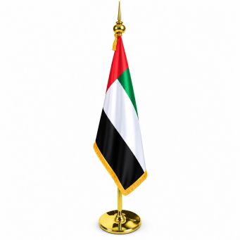 Premium Quality UAE National Flag Stand Gold - Blackout Material