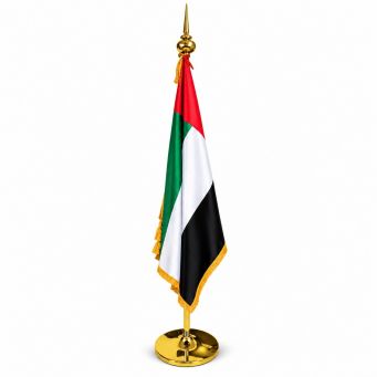 High Quality UAE National Flag Stand Gold / Silver - Polyester