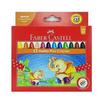 Faber-Castell 12 Color Jumbo Round Wax Crayons Multicolor