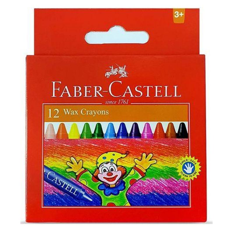 Faber-Castell 12 Color Regular Round Wax Crayons Multicolor