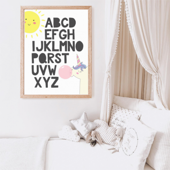 Alphabet Unicorn Wall Art Print