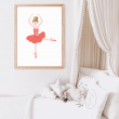 Red Floral Ballerina Wall Art Print