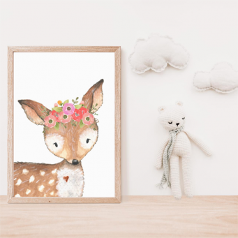 Deer Watercolour Wall Art Print