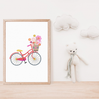 Floral Bicycle Wall Art Print