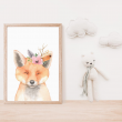 Floral Watercolour Fox Wall Art Print