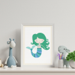 Green Mermaid Wall Art Print