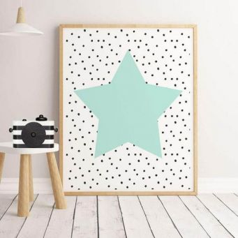 Green Star Wall Art Print