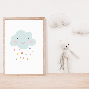 Smiley Cloud Wall Art Print