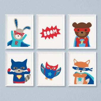 Set Of 6 Superhero Wall Art Prints