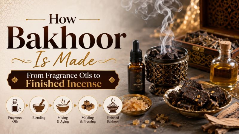 സുഗന്ധ എണ്ണയിൽ നിന്ന് പൂർത്തിയായ ധൂപവർഗ്ഗത്തിലേക്ക് ബഖൂർ എങ്ങനെ നിർമ്മിക്കുന്നു